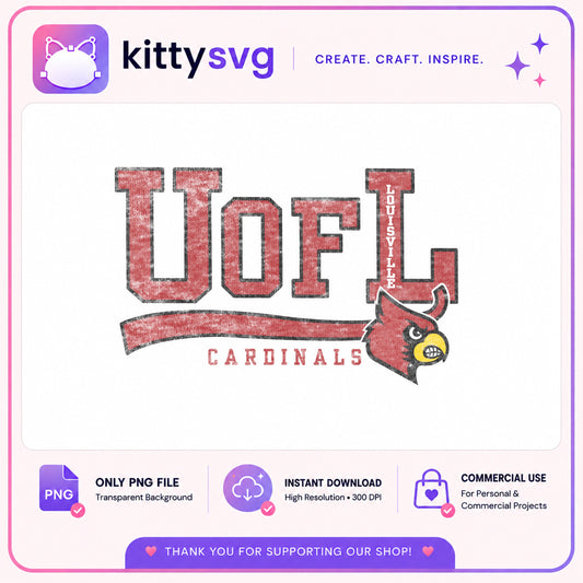 UofL Louisville Cardinals Vintage PNG, Cardinals Logo PNG, Football PNG