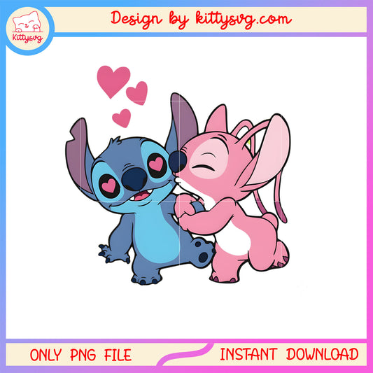 Valentine angel kiss stitch png, stitch valentines day​​ png