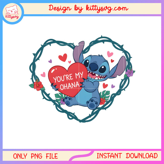 Valentine blue heart stitch png, stitch valentines day​​ png
