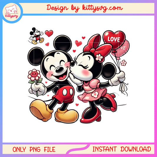 Valentine couple mickey love png, disney valentine's day​​ png