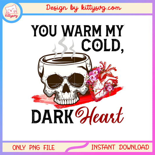 Valentine dark heart coffee png, valentines skeleton​ png