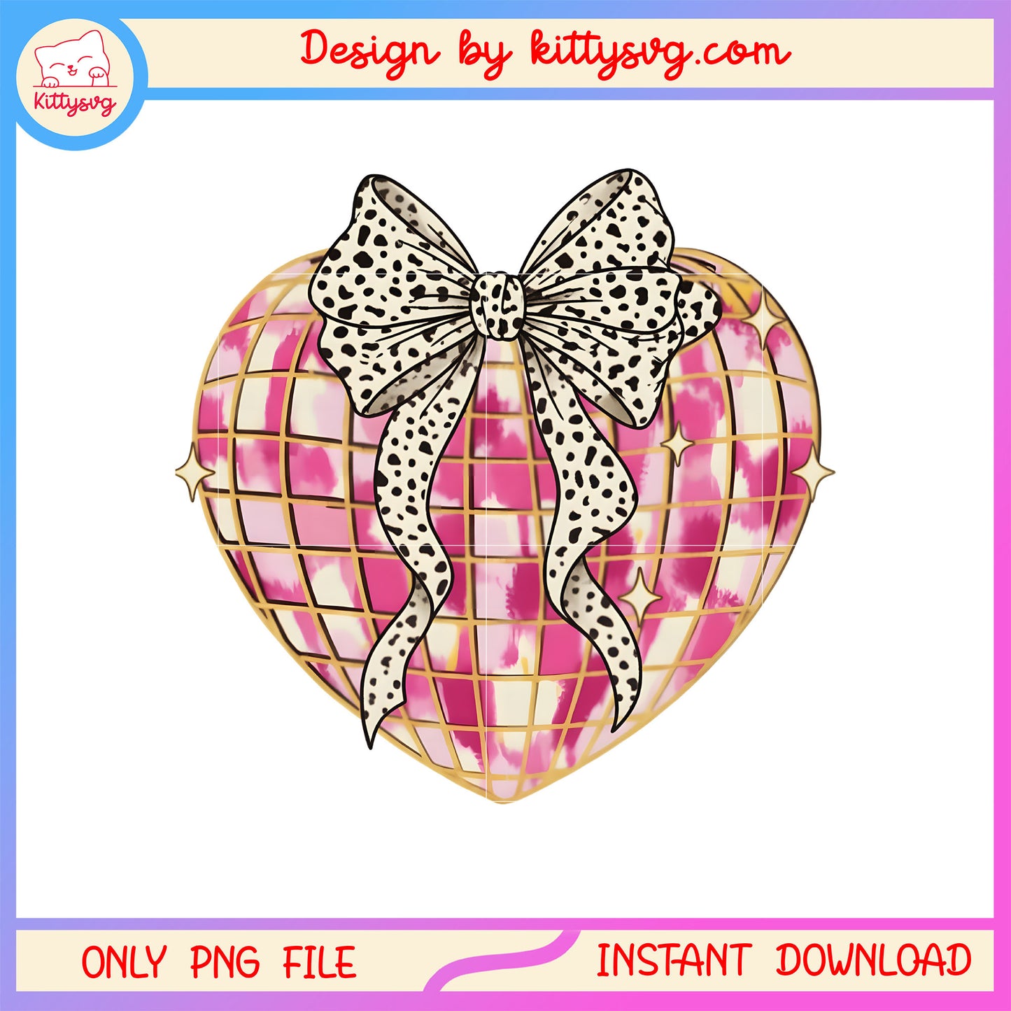 Valentine disco ball bow png, valentine's day ball​​​ png