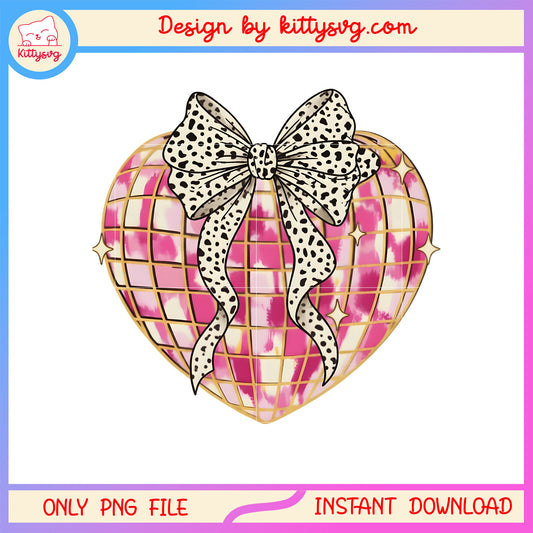 Valentine disco ball bow png, valentine's day ball​​​ png