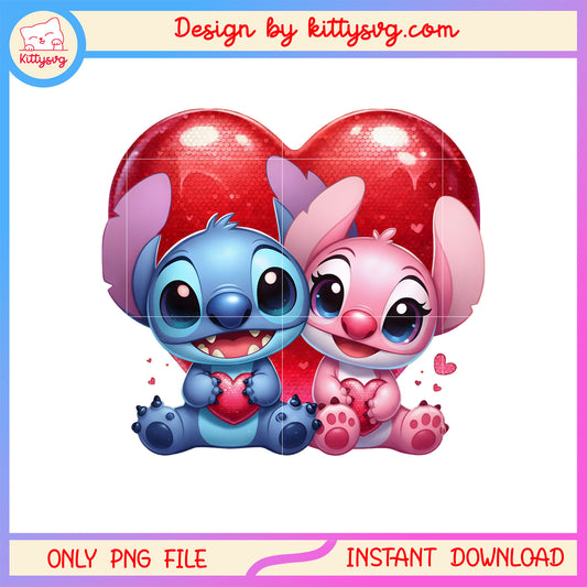 Valentine heart stitch chibi png, stitch valentines day​​ png