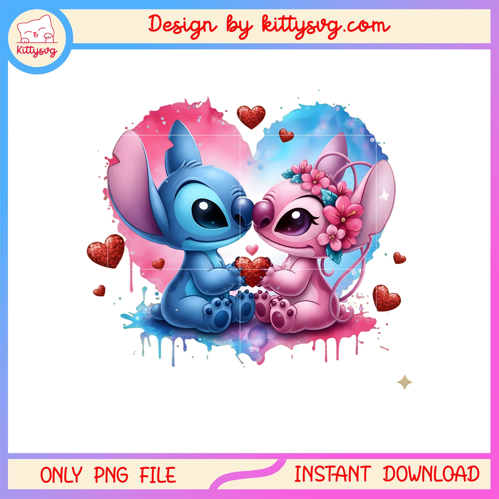 Valentine kiss love magic png, stitch valentines day​​ png