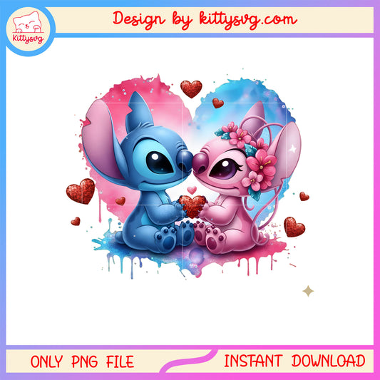 Valentine kiss love magic png, stitch valentines day​​ png