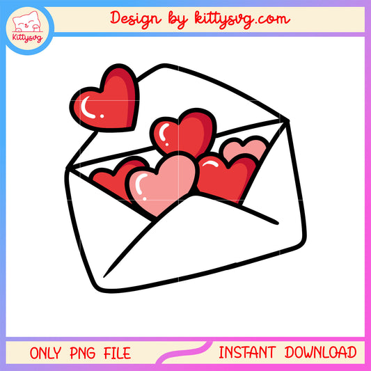 Valentine letter hearts love png, valentine's day letter​ png