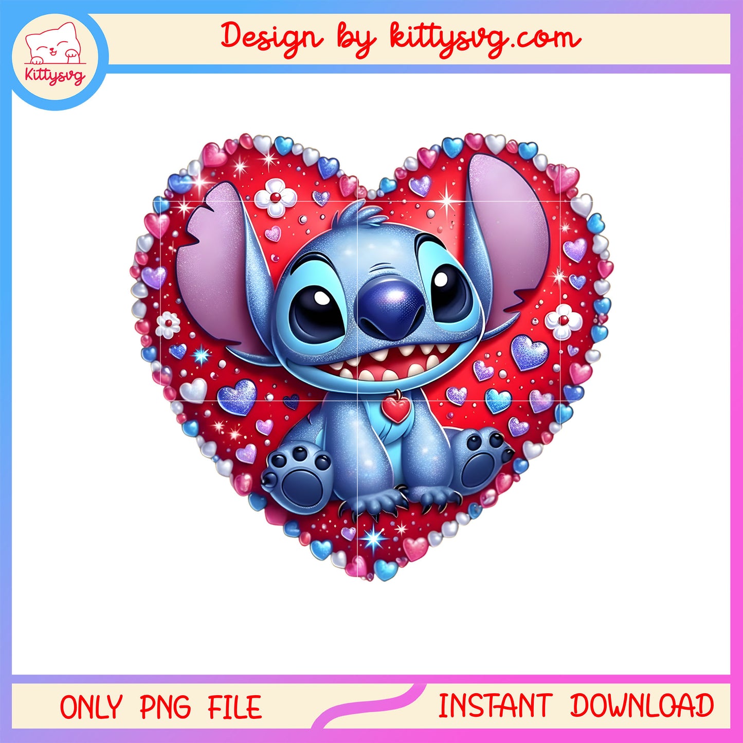 Valentine red stitch custom png, stitch valentines day​​ png