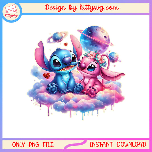 Valentine stitch cloud magic png, stitch valentines day​​ png