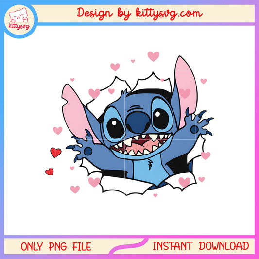 Valentine stitch hearts character png, stitch valentines day​​ png