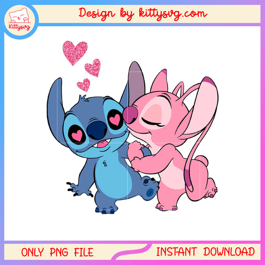 Valentine stitch kiss love png, stitch valentines day​​ png
