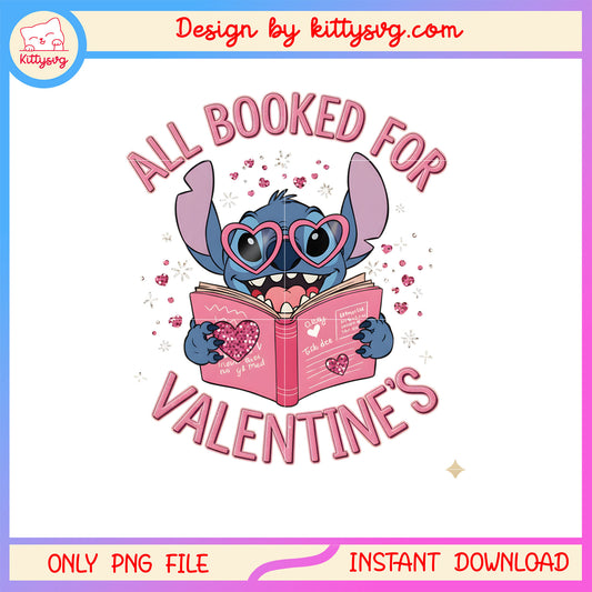 Valentine stitch pink booked png, stitch valentines day​​ png