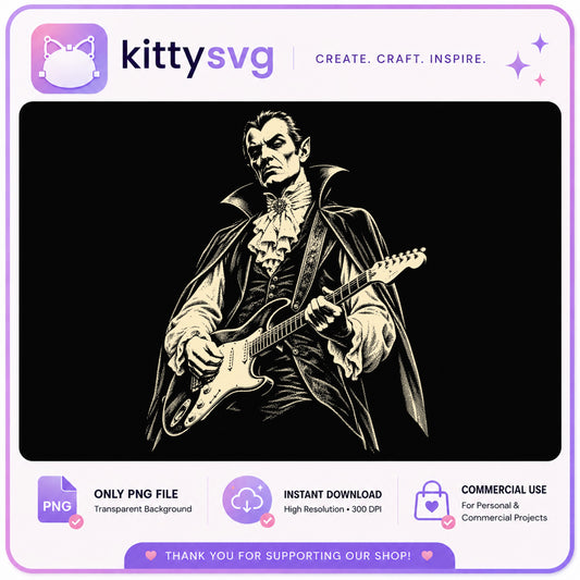 Vampire Playing Guitar PNG, Halloween Rock Music PNG, Gothic Dracula PNG