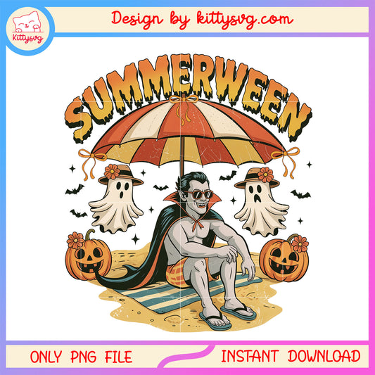 Vampire sunbath summerween png, horror characters png, summer time png