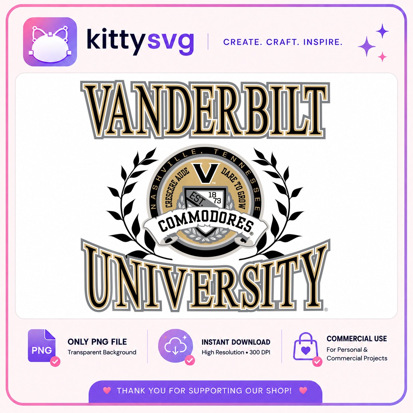 Vanderbilt University Commodores PNG, College Logo PNG, Nashville PNG
