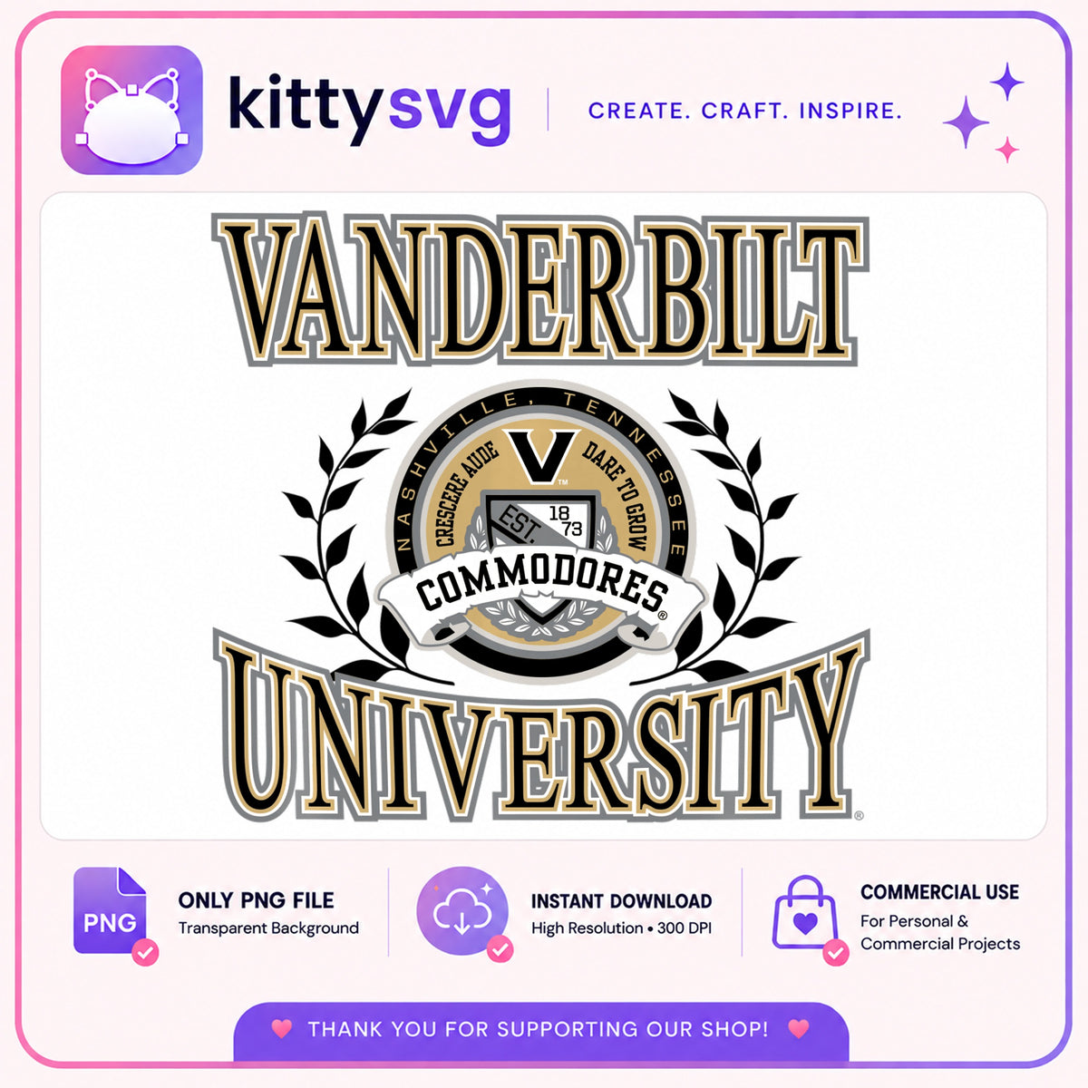 Vanderbilt University Commodores PNG, College Logo PNG, Nashville PNG