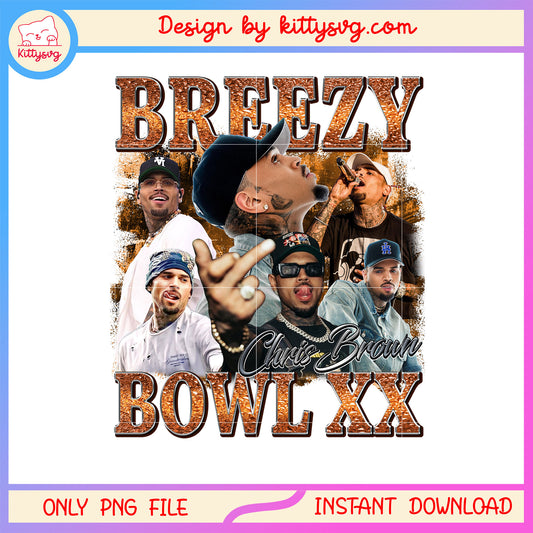 Vintage breezy bowl poster concert png, chris brown merch​ png
