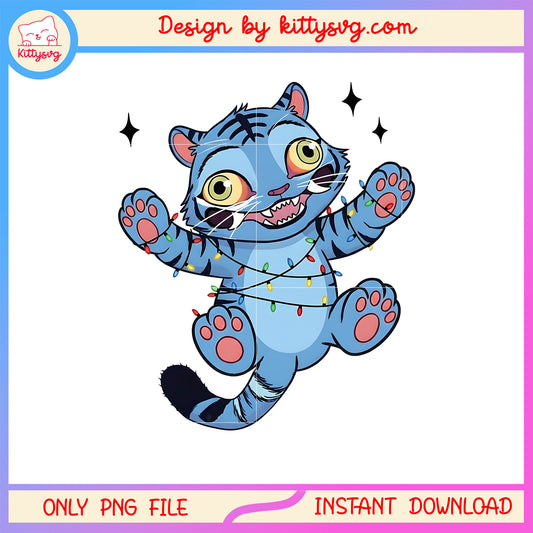 Vintage derpy tiger kpop christmas lights png, christmas decor png