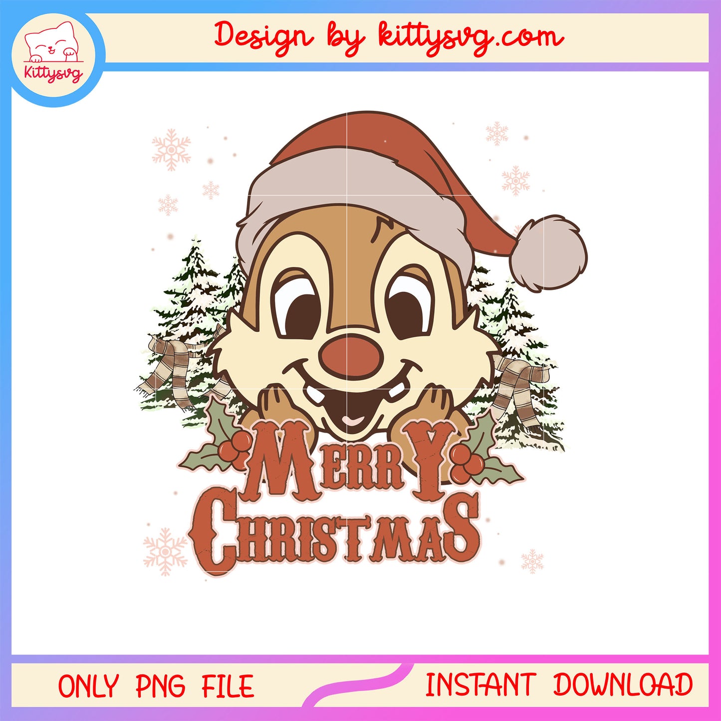Vintage disney chip merry christmas png, disney chip dale png