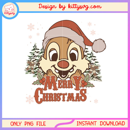 Vintage disney chip merry christmas png, disney chip dale png