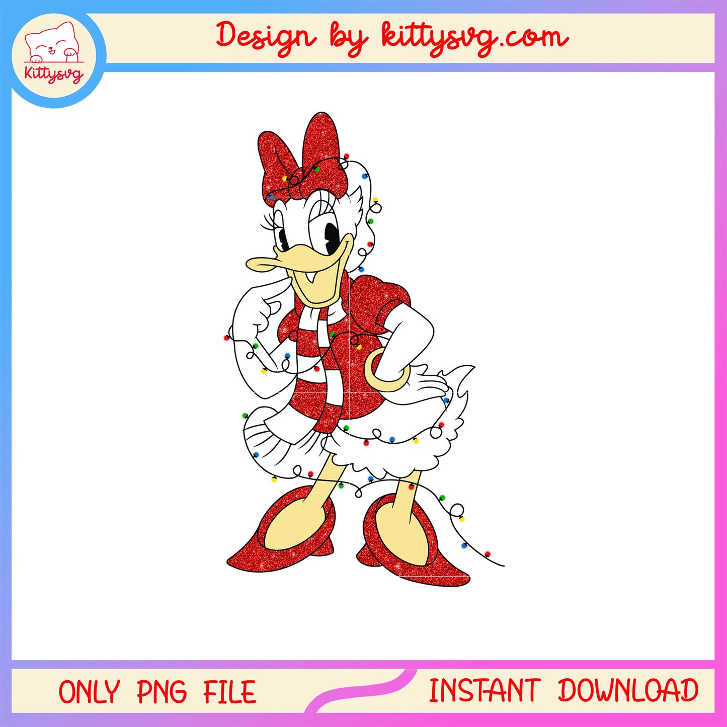 Vintage disney daisy duck christmas lights png, daisy disney png