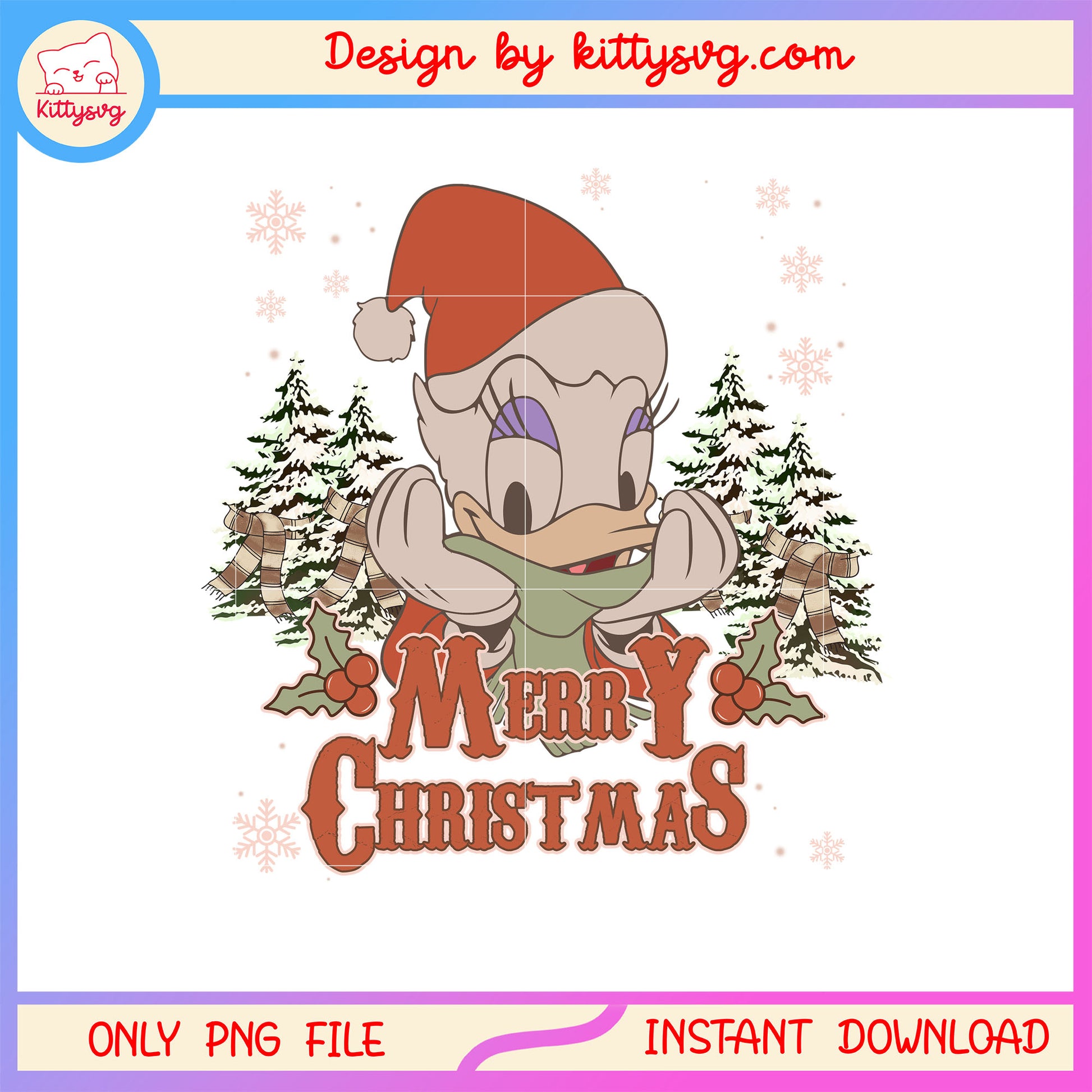 Vintage disney daisy merry christmas png, disney daisy duck png