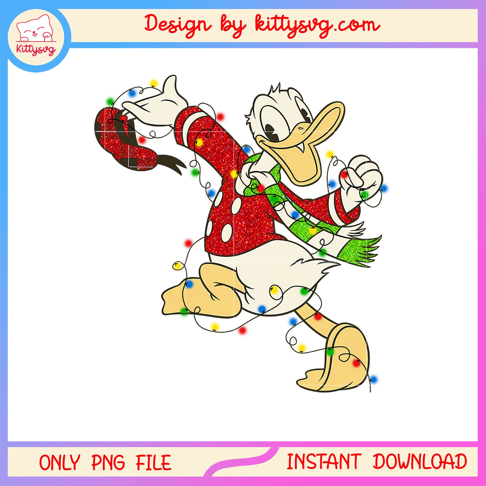 Vintage disney donald duck christmas lights png, donald disney png