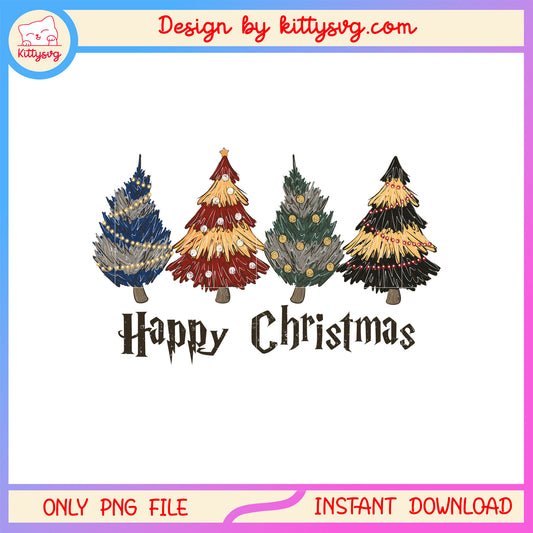 Vintage happy christmas tree design png, christmas tree decor png