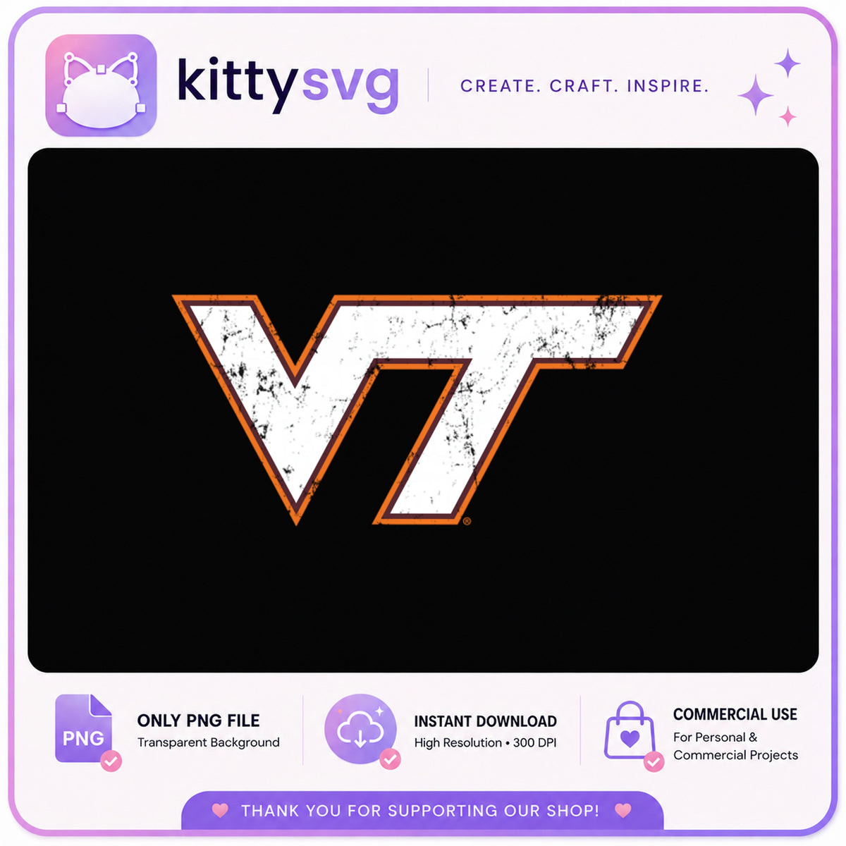 Virginia Tech Hokies Distressed Logo PNG, VT Logo PNG, College PNG