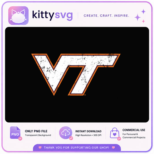 Virginia Tech Hokies Distressed Logo PNG, VT Logo PNG, College PNG
