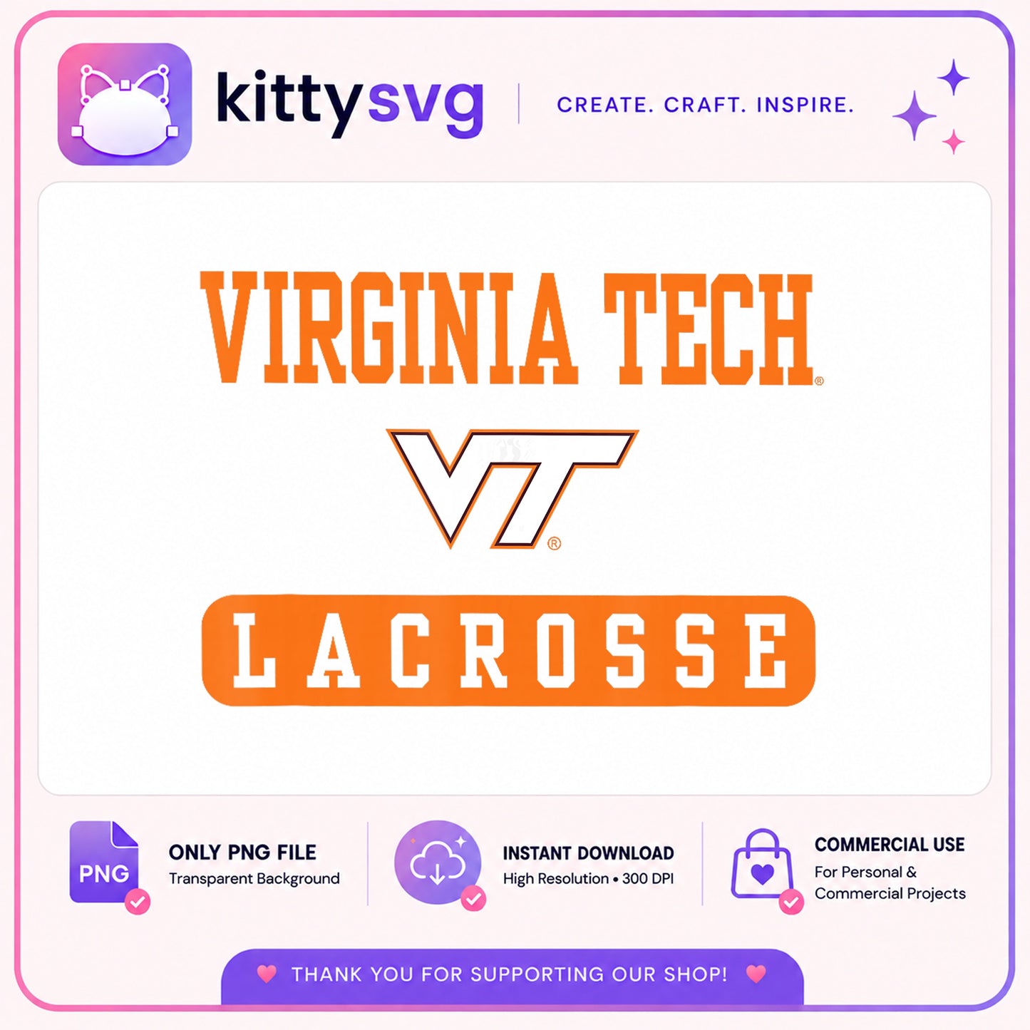 Virginia Tech Lacrosse PNG, Hokies Lacrosse PNG, VT Lacrosse PNG