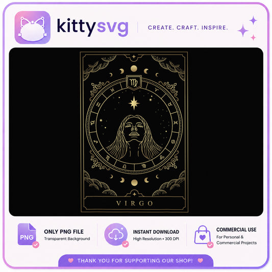 Virgo Tarot Card PNG, Zodiac Sign Celestial PNG, Astrology PNG