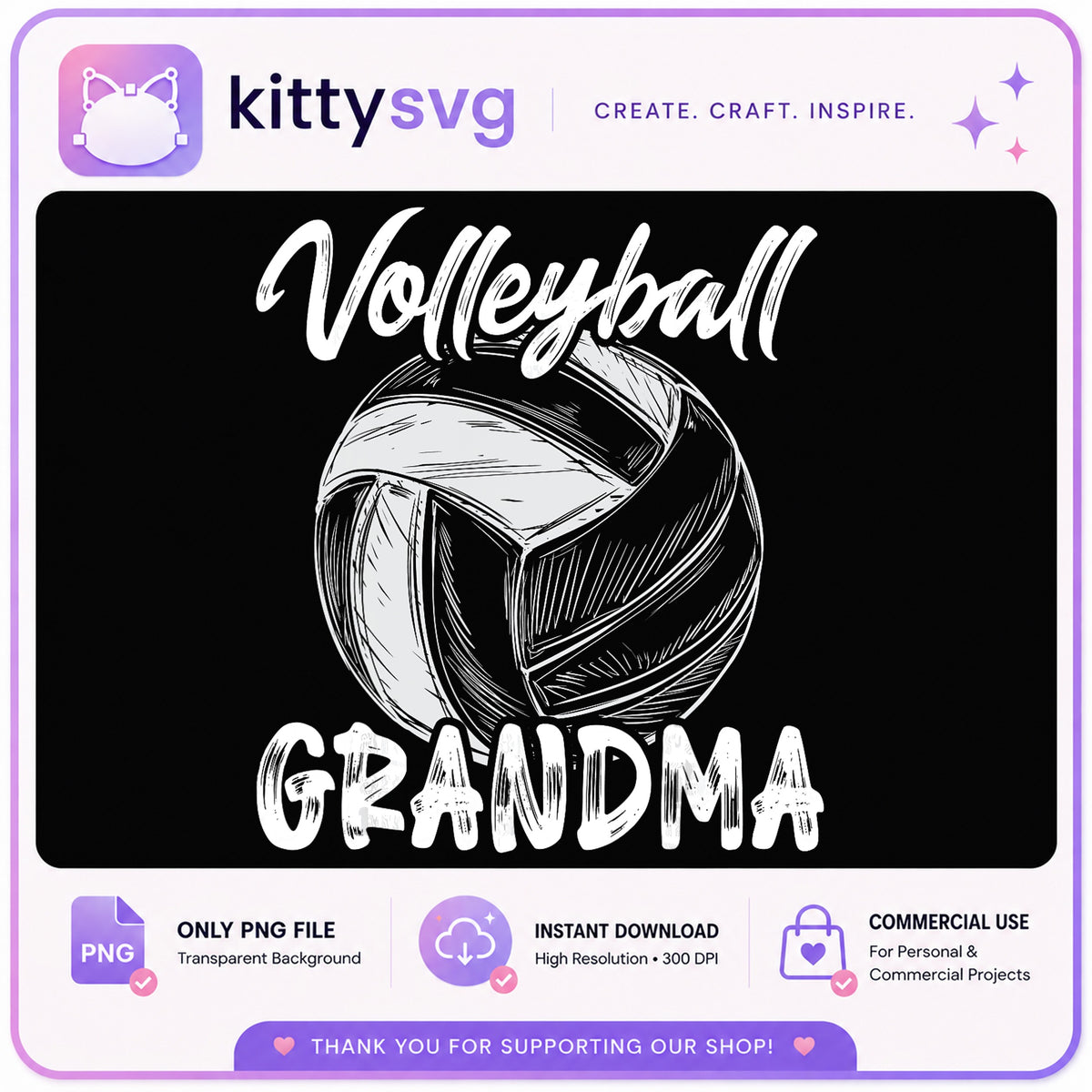 Volleyball Grandma PNG, Sports Grandma Gift, Volleyball PNG