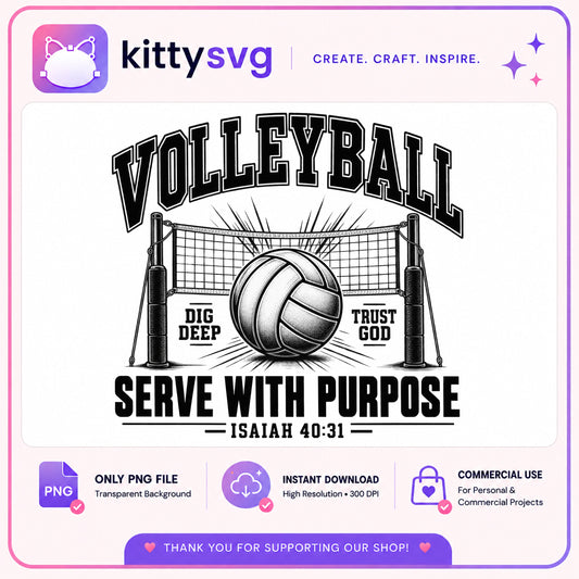 Volleyball Serve With Purpose Christian PNG, Bible Verse PNG, Sports PNG