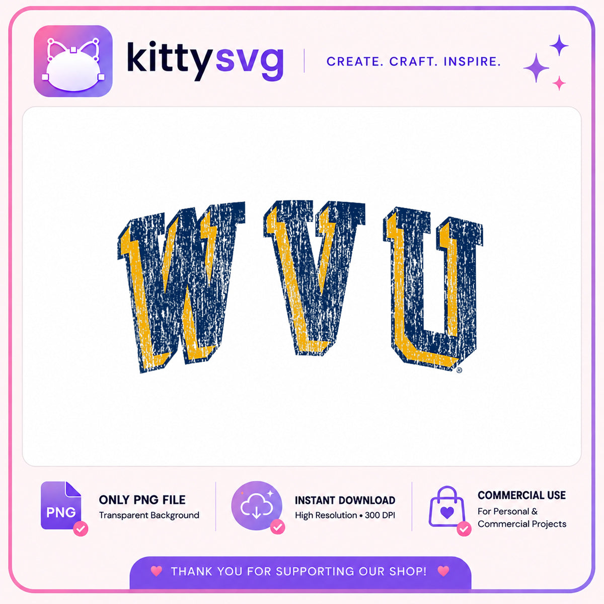 WVU Distressed Letters PNG, West Virginia University PNG, College Football PNG