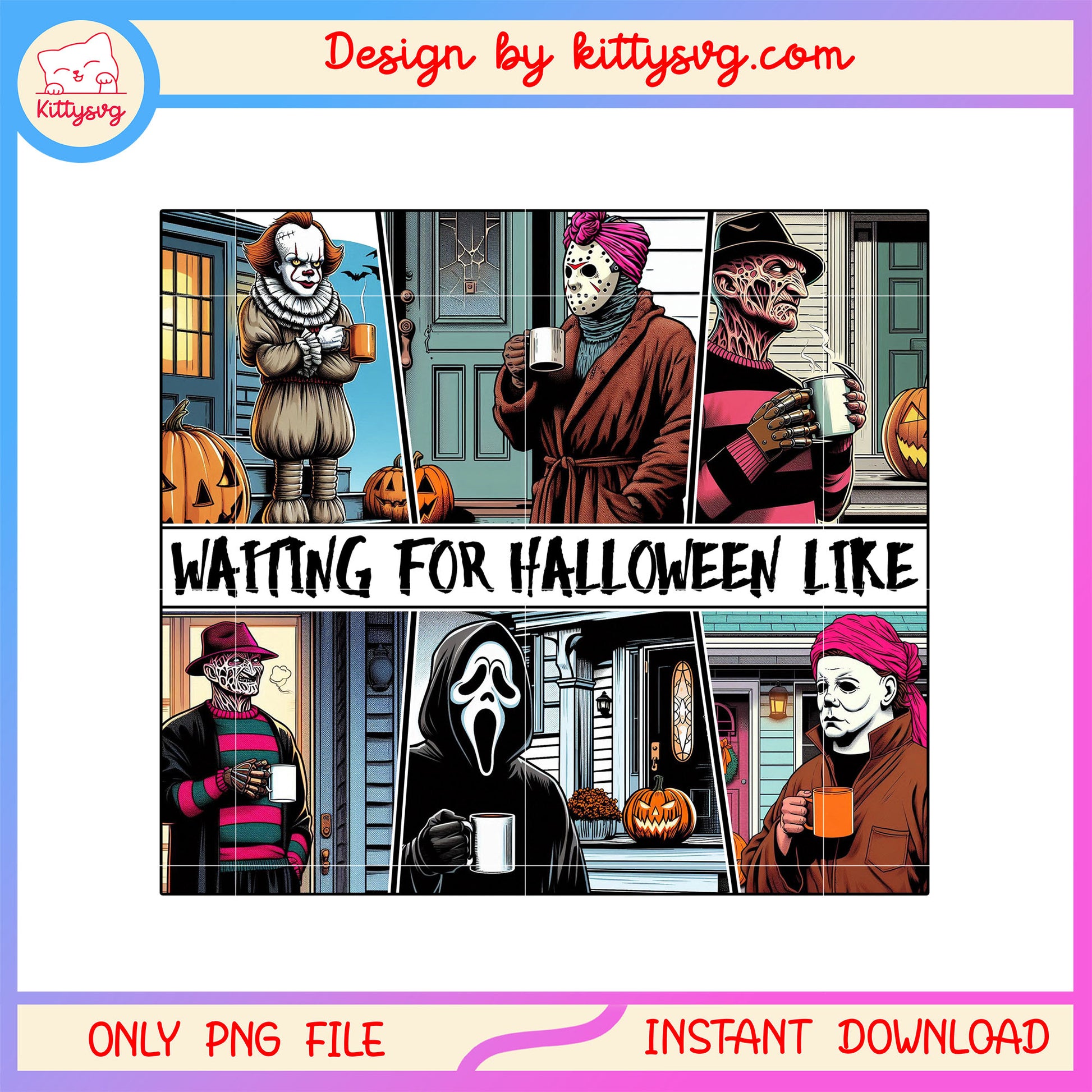 Waiting for halloween like horror characters png, scary halloween png