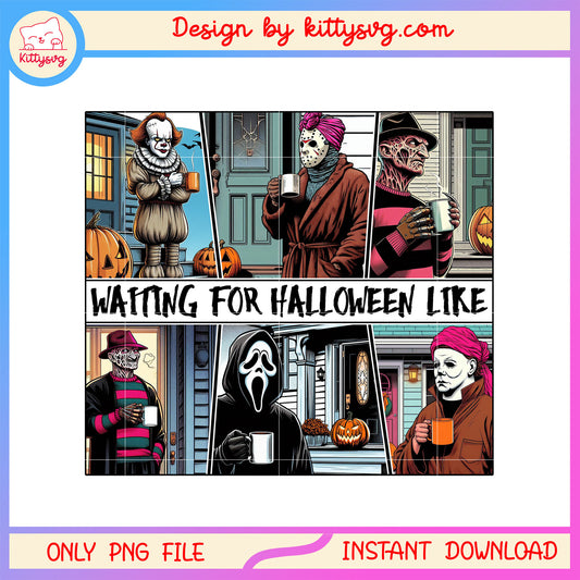 Waiting for halloween like horror characters png, scary halloween png