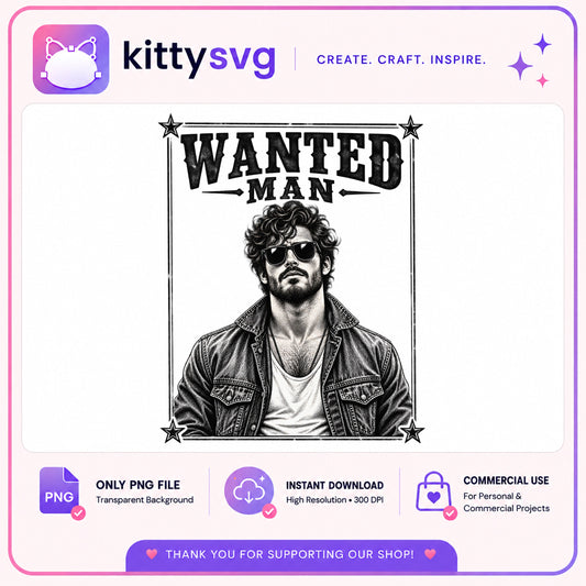 Wanted Man PNG, Western Outlaw Poster PNG, Funny Shirt PNG