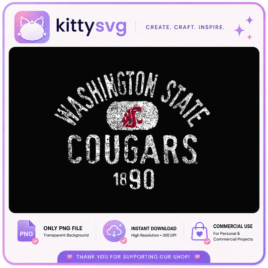 Washington State Cougars PNG, WSU Cougars Vintage, College PNG
