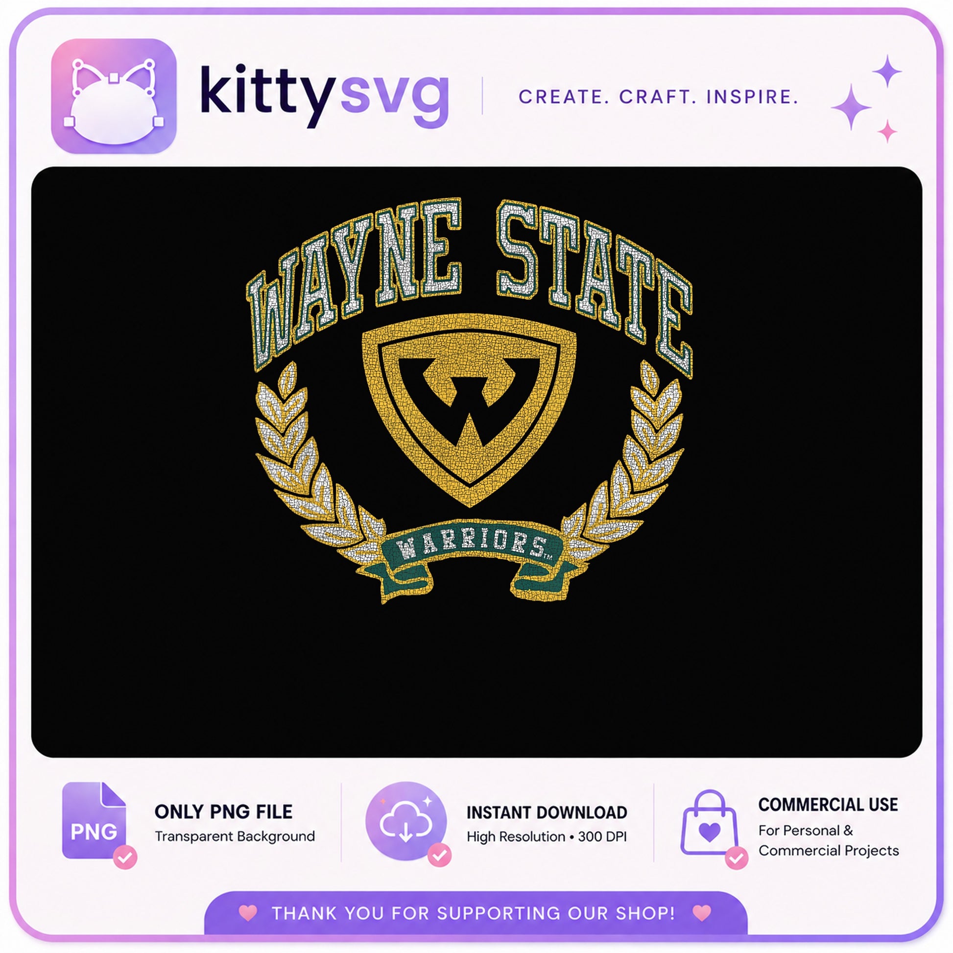 Wayne State Warriors PNG, College Crest PNG, Warriors Team PNG