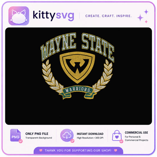 Wayne State Warriors PNG, College Crest PNG, Warriors Team PNG