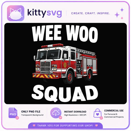 Wee Woo Squad Fire Truck PNG, Firefighter Kids PNG, Fire Truck PNG