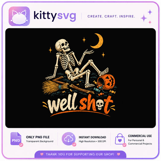 Well Shot Skeleton Halloween PNG, Funny Halloween PNG, Spooky Season PNG