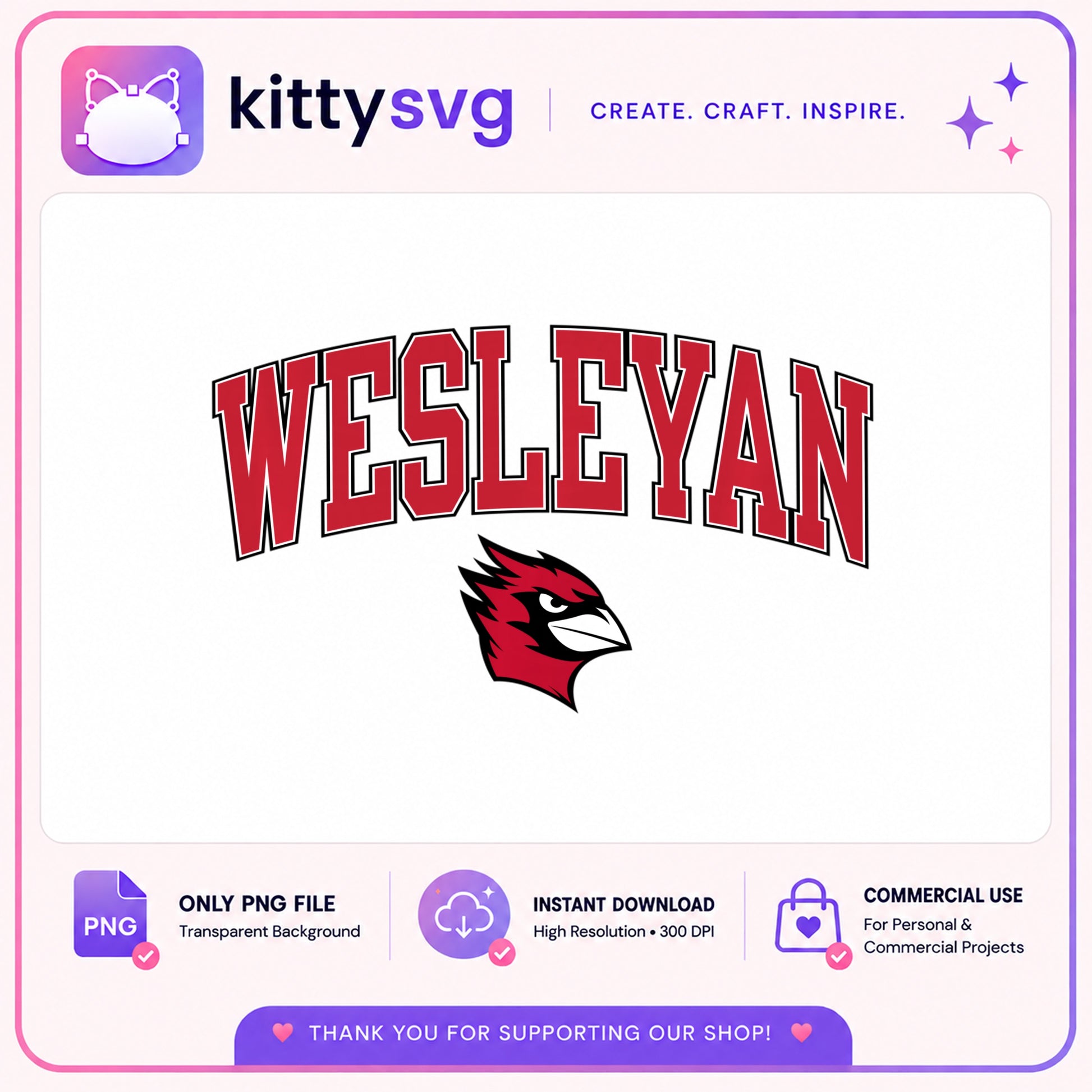 Wesleyan Cardinals Arch Logo PNG, College Spirit PNG, University PNG