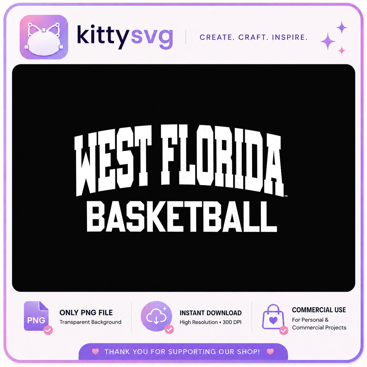 West Florida Basketball PNG, College Sports Shirt, Game Day PNG