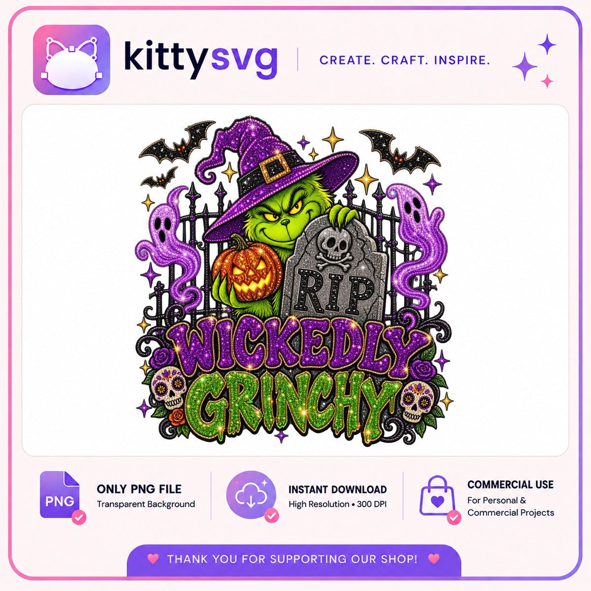 Wickedly Grinchy Halloween PNG, Grinch Witch PNG, Halloween PNG