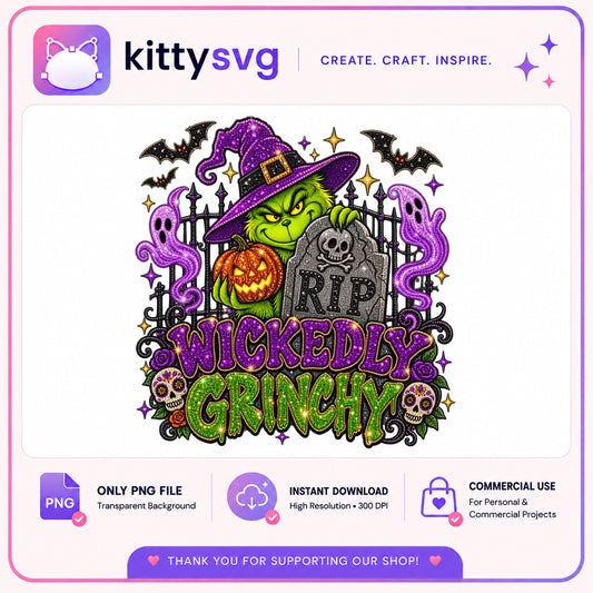 Wickedly Grinchy Halloween PNG, Grinch Witch PNG, Halloween PNG
