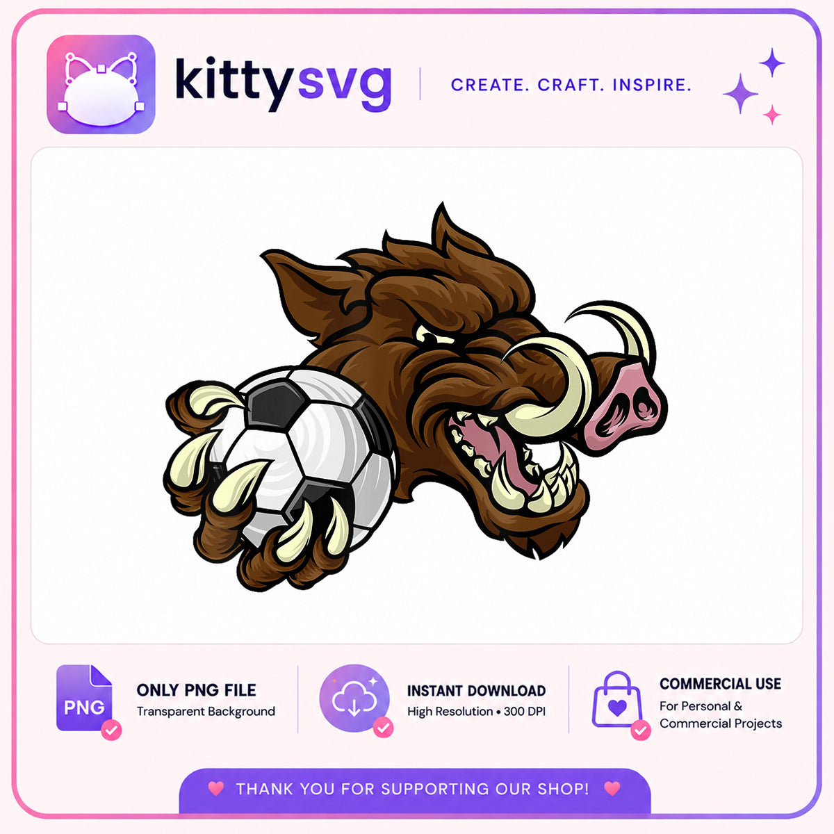 Wild Boar Soccer Mascot PNG, Razorback Football PNG, Sports PNG