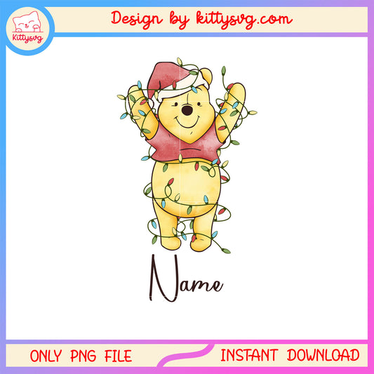 Winnie the pooh christmas light name font png, winnie pooh cartoon png