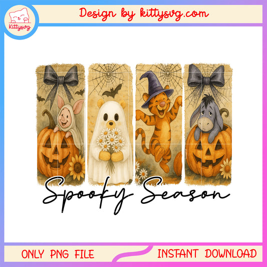 Winnie the pooh halloween png, spooky season png, halloween pumpkin png